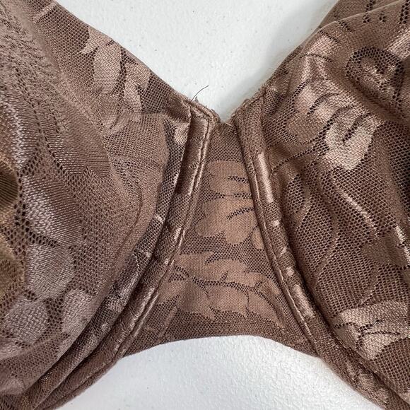 Playtex 44DD Bra Secrets Seamless Shaping Underwire Brown Floral Jacquard 4419 - Picture 4 of 13